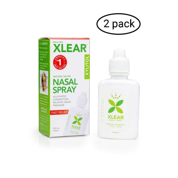 XLEAR Natural Saline Nasal Spray with xylitol, (2) 0.75 oz bottle